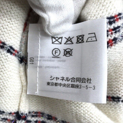Chanel CC Logo Border Long Sleeve Knit Cashmere Cardigan White