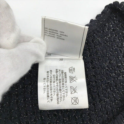 Chanel CC Logo Full Zip Lame Long Sleeve Top Cardigan Black