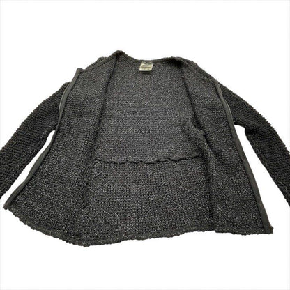 Chanel CC Logo Full Zip Lame Long Sleeve Top Cardigan Black