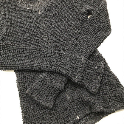 Chanel CC Logo Full Zip Lame Long Sleeve Top Cardigan Black