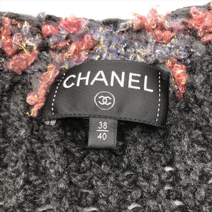 Chanel CC Logo Gripoix Button Long Sleeve Knit Cashmere Cardigan Black