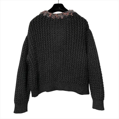 Chanel CC Logo Gripoix Button Long Sleeve Knit Cashmere Cardigan Black
