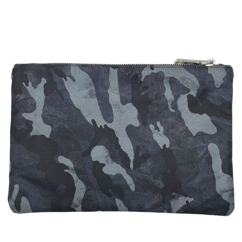 Prada Camouflage Nylon Pouch Makeup Black Triangle Plate Logo Sophistication