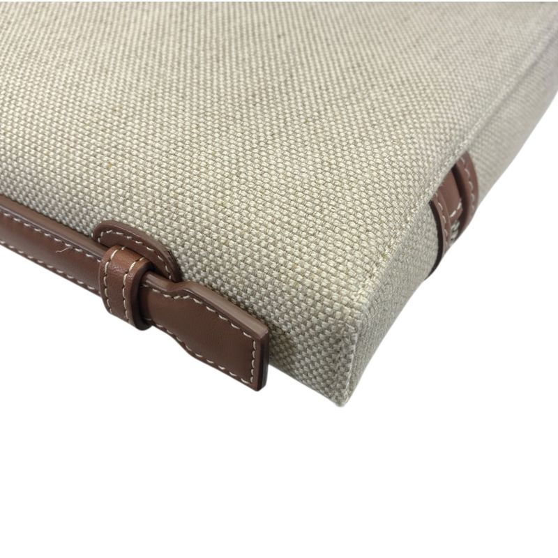 Loro Piana Extra Pouch Clutch Canvas Leather Camel Beige Sophistication Luxury