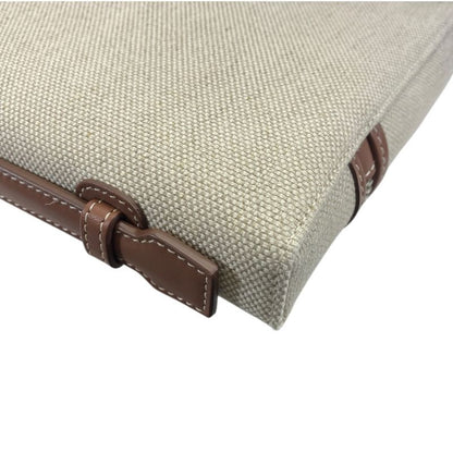 Loro Piana Extra Pouch Clutch Canvas Leather Camel Beige Sophistication Luxury