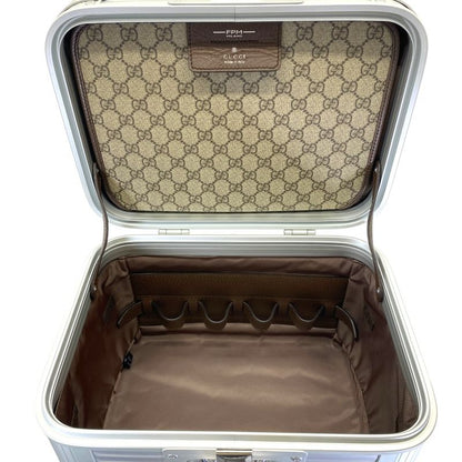 Gucci Fpm Beauty Case Cosmetic Box Handbag GG Supreme Canvas Aluminum Silver