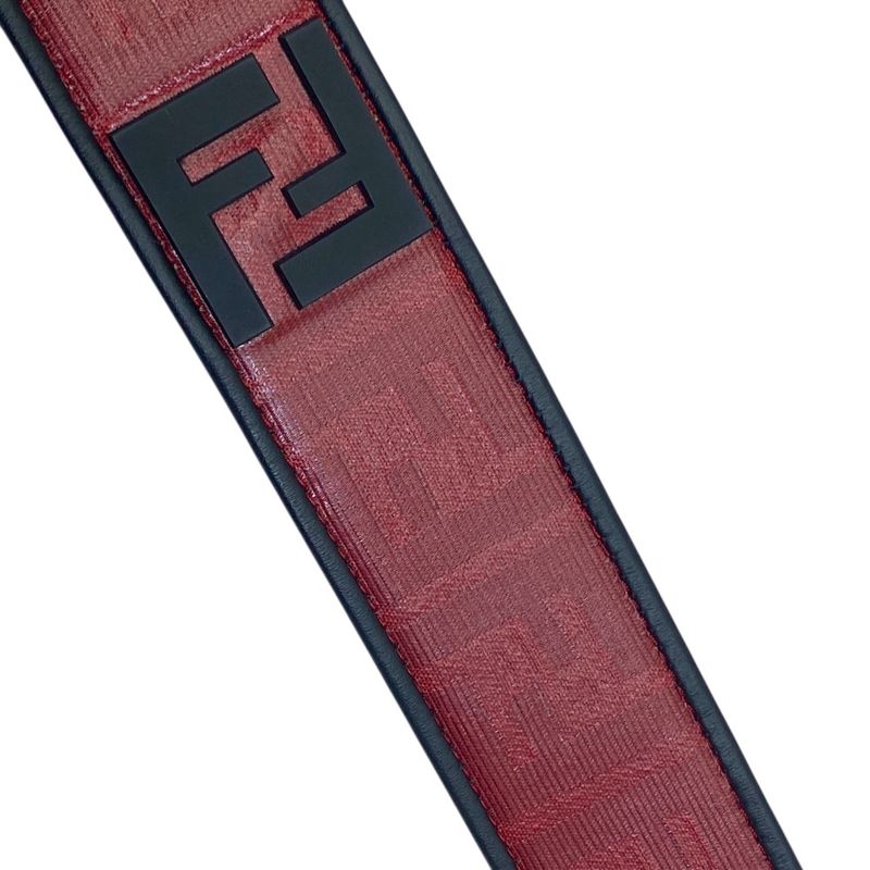 Fendi FF Logo Leather Belt Silver Red Sophistication Luxury Presence Practical