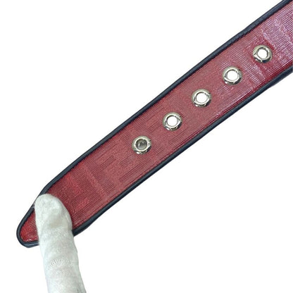 Fendi FF Logo Leather Belt Silver Red Sophistication Luxury Presence Practical