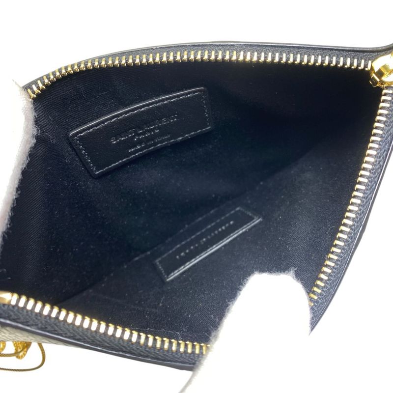 Saint Laurent Paris Chain Pochette Pouch Clutch Leather Gold Black Sophisticatio