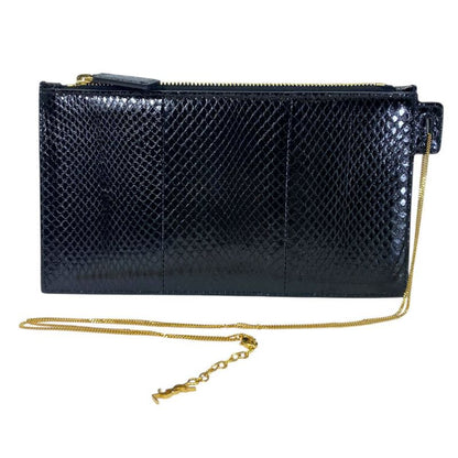 Saint Laurent Paris Chain Pochette Pouch Clutch Leather Gold Black Sophisticatio