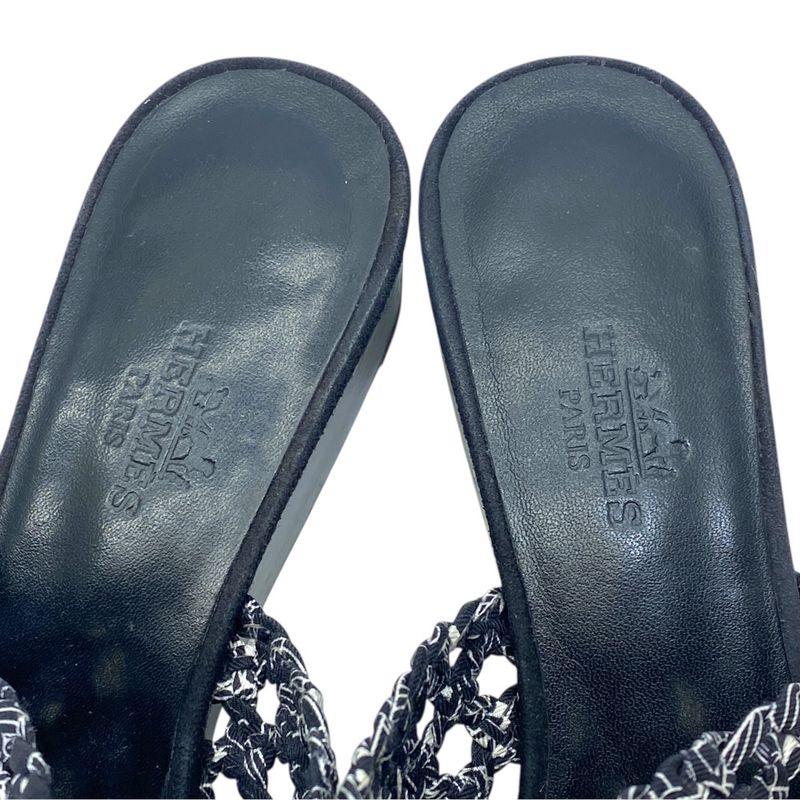 Hermes Mesh Sandals Mule Shoes Black Leather Sophistication Luxury Lightweight