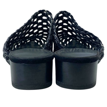 Hermes Mesh Sandals Mule Shoes Black Leather Sophistication Luxury Lightweight