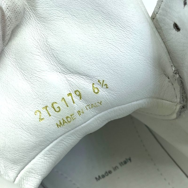 Prada High Cut Sneakers Lace Up Shoes Leather White Triangle Logo Sophistication