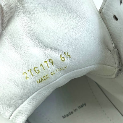 Prada High Cut Sneakers Lace Up Shoes Leather White Triangle Logo Sophistication