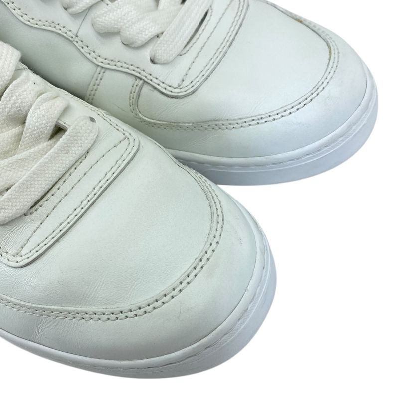 Prada High Cut Sneakers Lace Up Shoes Leather White Triangle Logo Sophistication