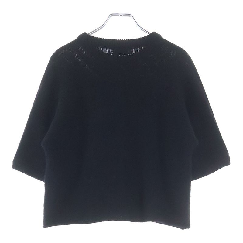 Saint Laurent Paris Taime Moi Non Plus Checkered Pattern Crew Neck Cropped Knit