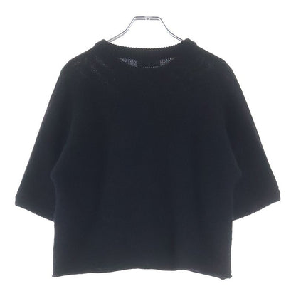 Saint Laurent Paris Taime Moi Non Plus Checkered Pattern Crew Neck Cropped Knit