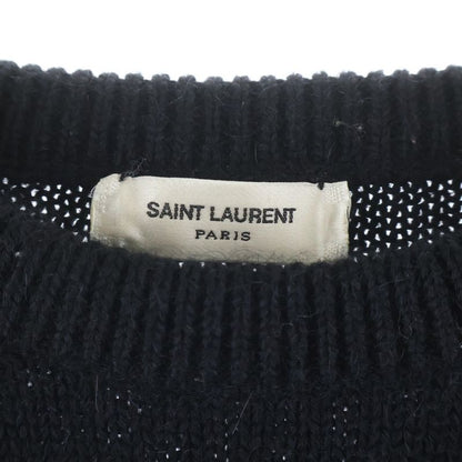 Saint Laurent Paris Taime Moi Non Plus Checkered Pattern Crew Neck Cropped Knit