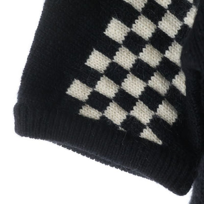 Saint Laurent Paris Taime Moi Non Plus Checkered Pattern Crew Neck Cropped Knit