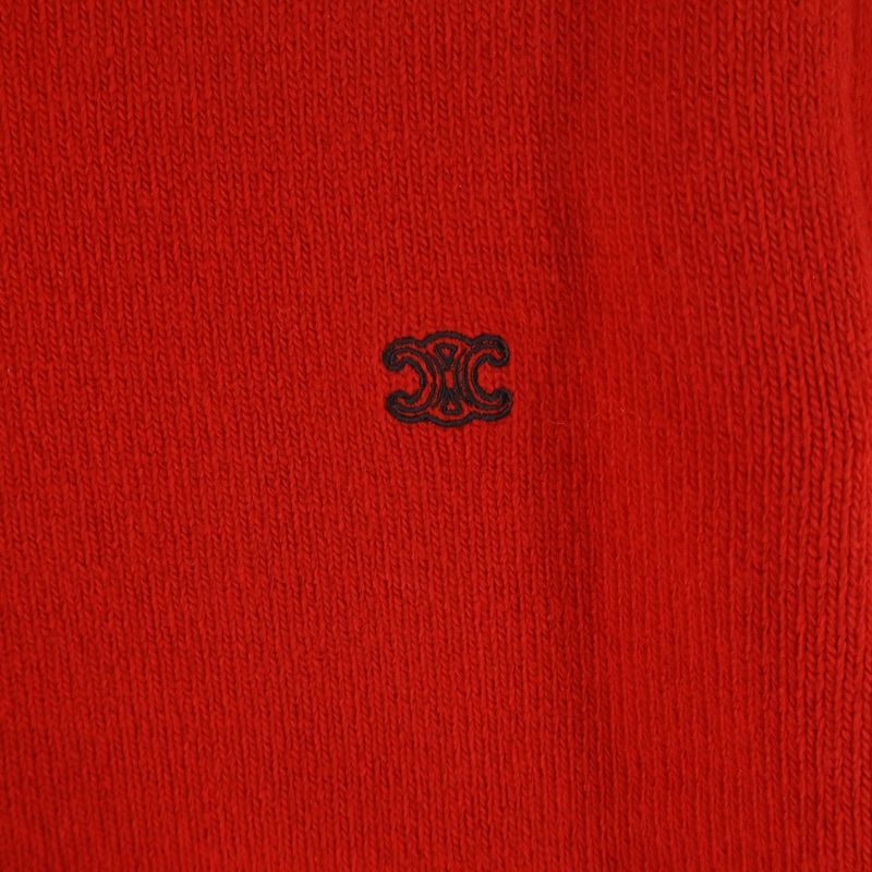 Celine Triomphe Logo Embroidery Cashmere Blend Long Sleeve Crew Neck Knit