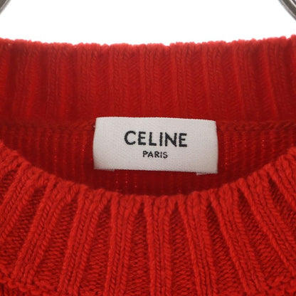 Celine Triomphe Logo Embroidery Cashmere Blend Long Sleeve Crew Neck Knit