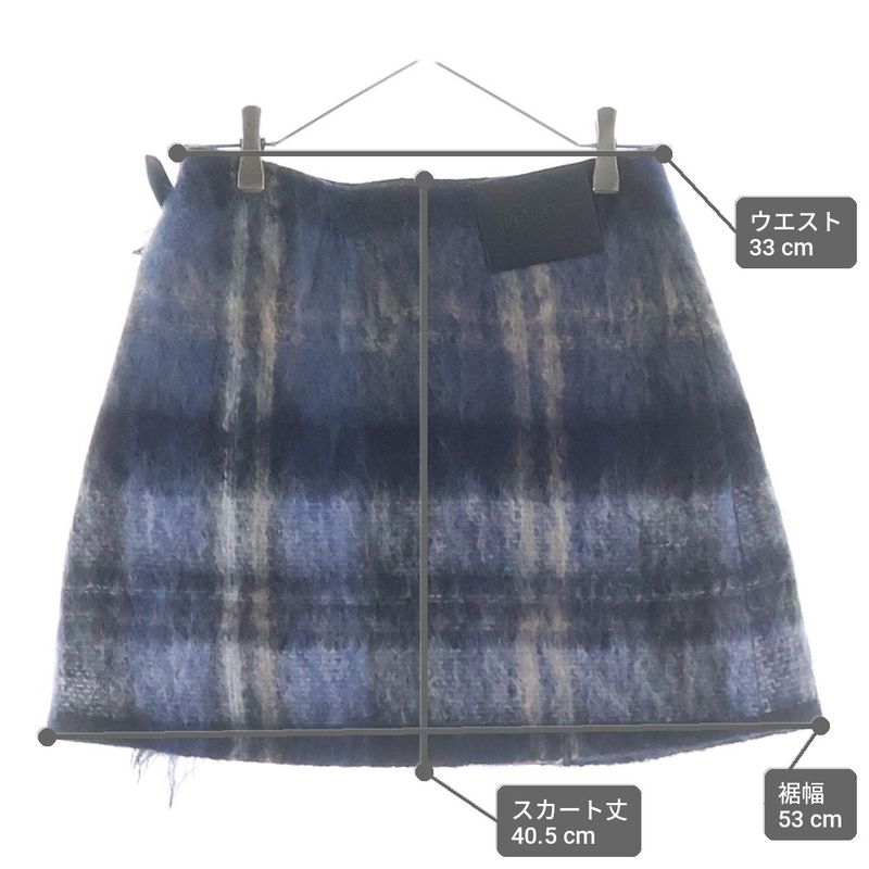 Loewe Mohair & Wool Plaid Mini Wrap Skirt Navy