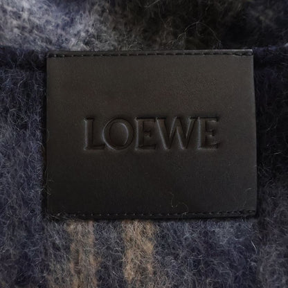 Loewe Mohair & Wool Plaid Mini Wrap Skirt Navy