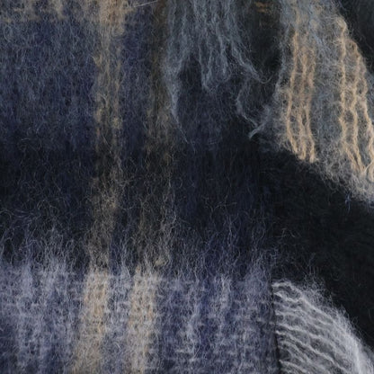 Loewe Mohair & Wool Plaid Mini Wrap Skirt Navy