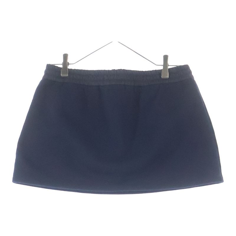Miu Logo Embroidery Cotton Fleece Mini Skirt Patch Navy