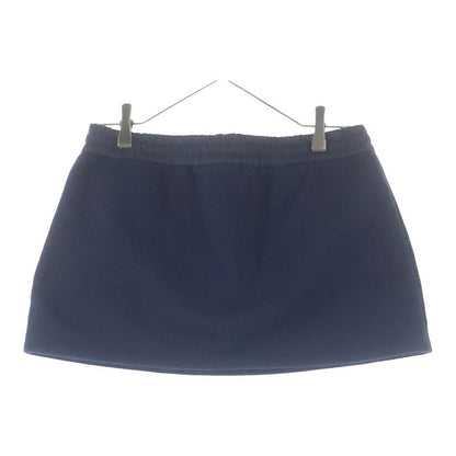 Miu Logo Embroidery Cotton Fleece Mini Skirt Patch Navy