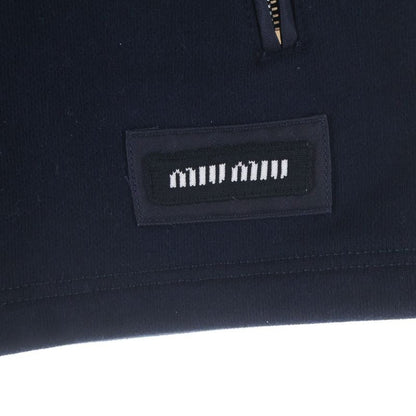 Miu Logo Embroidery Cotton Fleece Mini Skirt Patch Navy