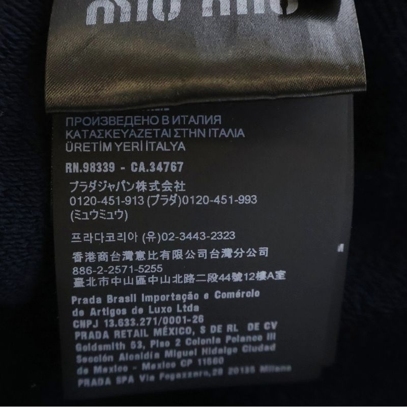 Miu Logo Embroidery Cotton Fleece Mini Skirt Patch Navy