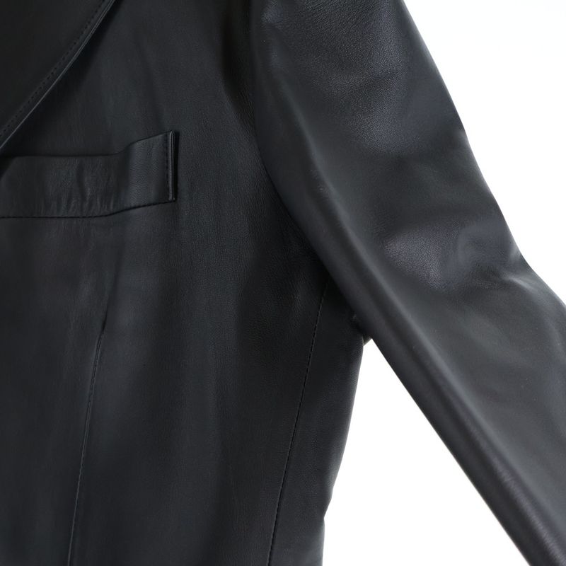 Hermes Tailored Jacket Lamb Leather Sheepskin Silk Lining Scarf Pattern Pegasus