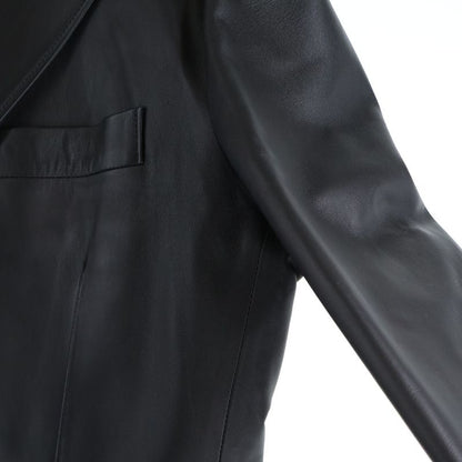 Hermes Tailored Jacket Lamb Leather Sheepskin Silk Lining Scarf Pattern Pegasus