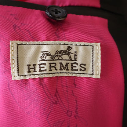 Hermes Tailored Jacket Lamb Leather Sheepskin Silk Lining Scarf Pattern Pegasus