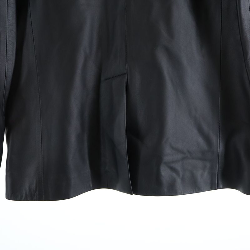 Hermes Tailored Jacket Lamb Leather Sheepskin Silk Lining Scarf Pattern Pegasus