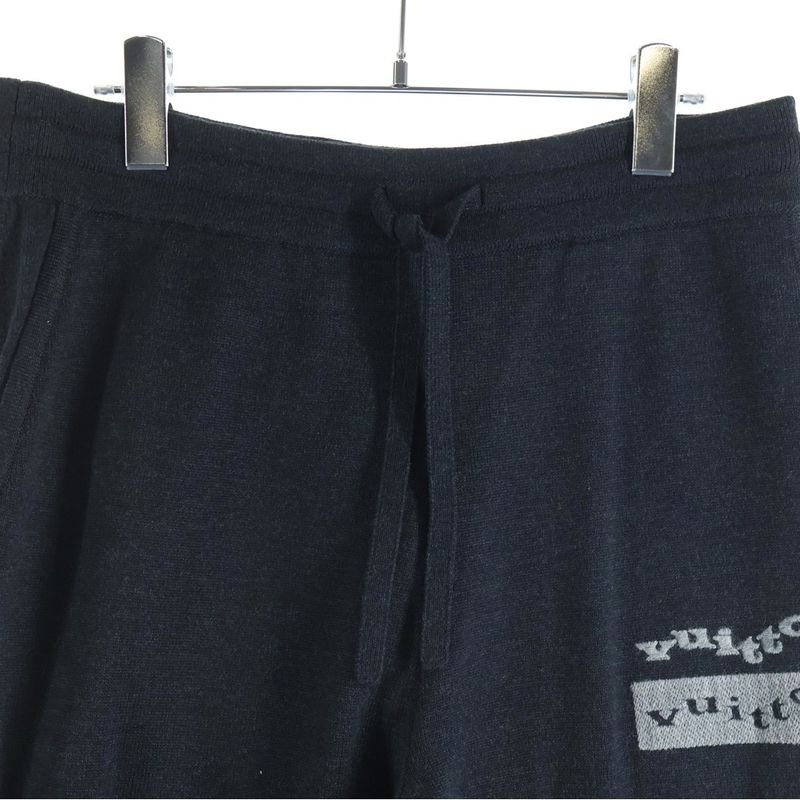 Louis Vuitton Wool Knit Logo Embroidery Track Jogger Pants Black Zll