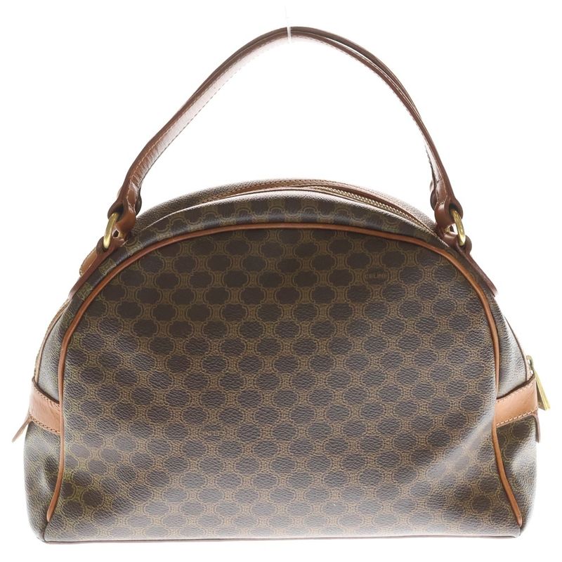 Celine Macadam Handbag Brown Leather Gold