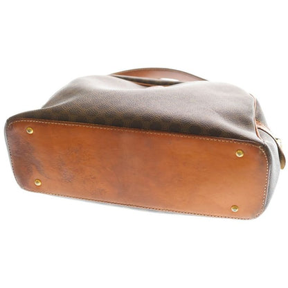Celine Macadam Handbag Brown Leather Gold