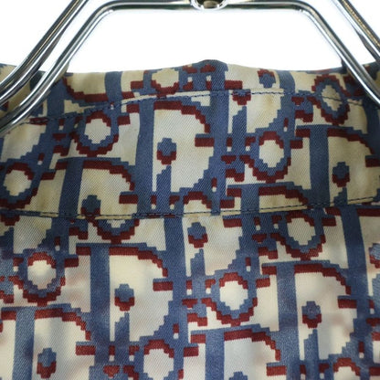 Dior Oak All Over Print Silk Short Sleeve Shirt Blue