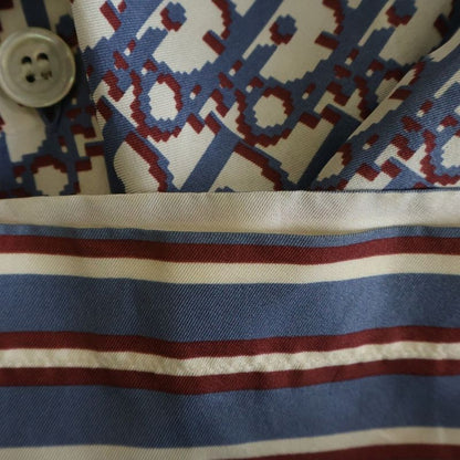 Dior Oak All Over Print Silk Short Sleeve Shirt Blue