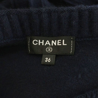 Chanel No Sleeve Knit Dress Navy 36