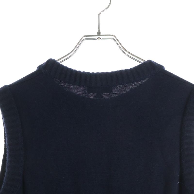 Chanel No Sleeve Knit Dress Navy 36