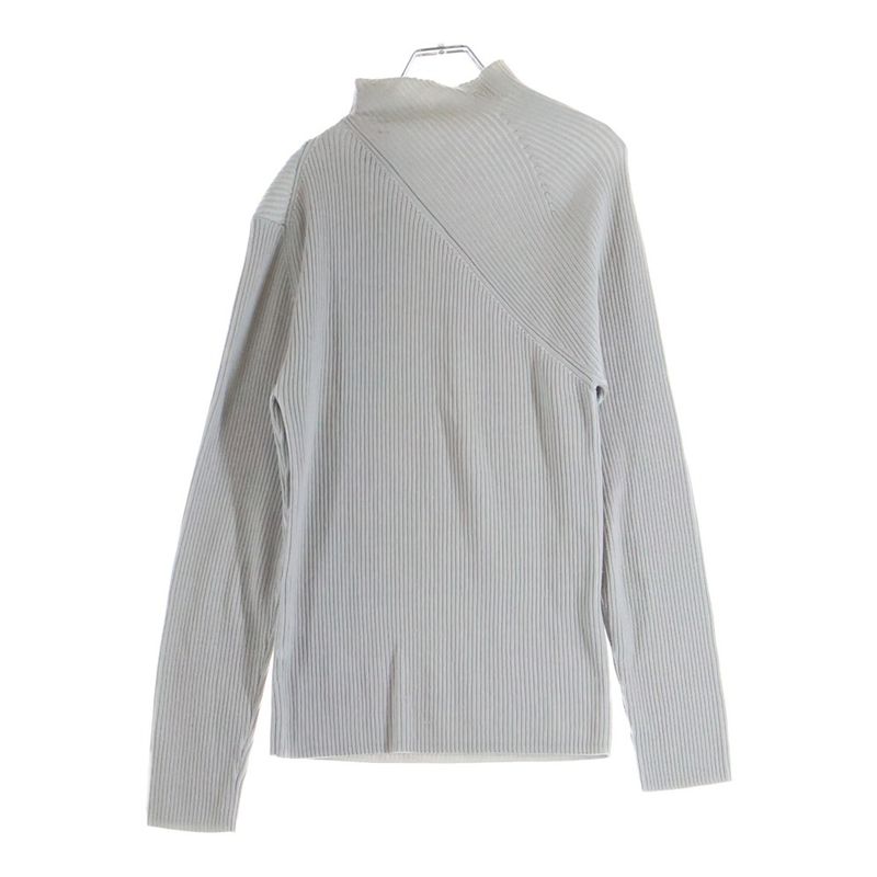 Dior Rubber Logo Rib Long Sleeve Knit Sweater Gray