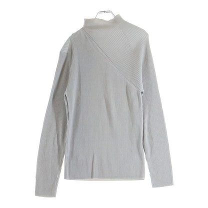 Dior Rubber Logo Rib Long Sleeve Knit Sweater Gray