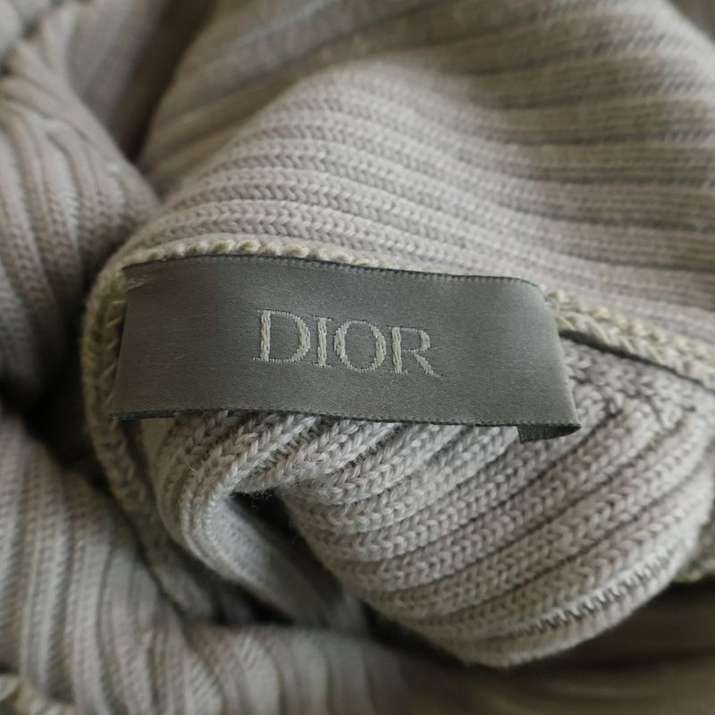 Dior Rubber Logo Rib Long Sleeve Knit Sweater Gray