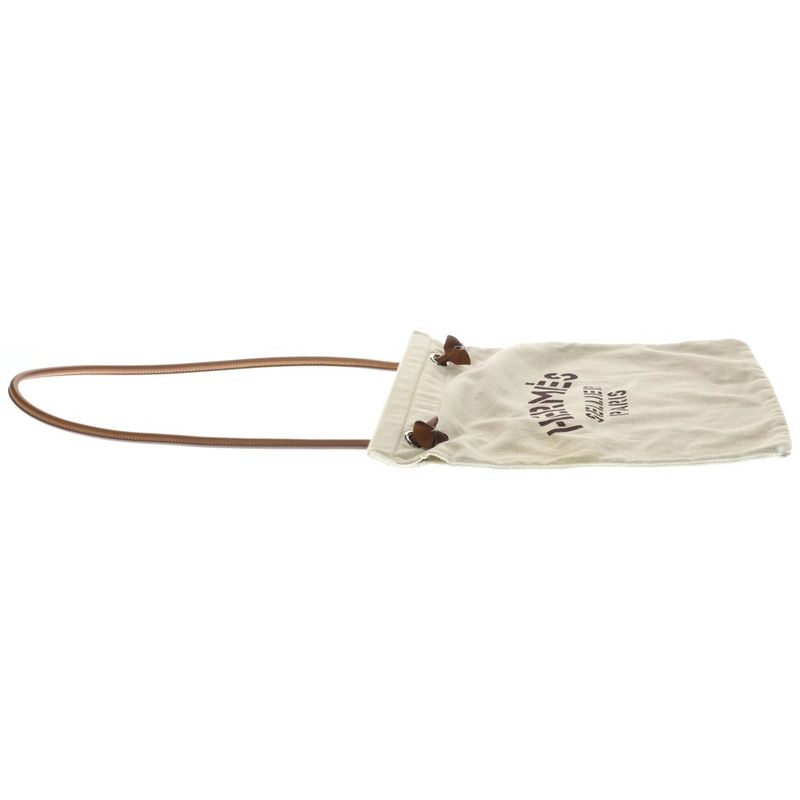 Hermes Aline PM Natural Toile Chevron Logo Shoulder Bag Beige