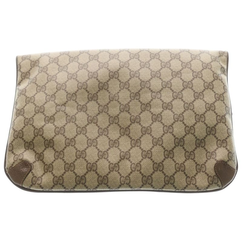 Gucci GG Supreme Leather Clutch Beige