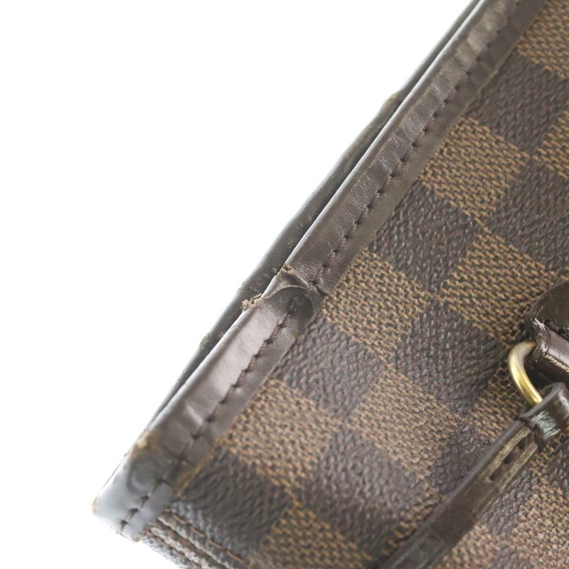 Louis Vuitton Damier Ebene Neverfull PM Tote Brown Leather Gold