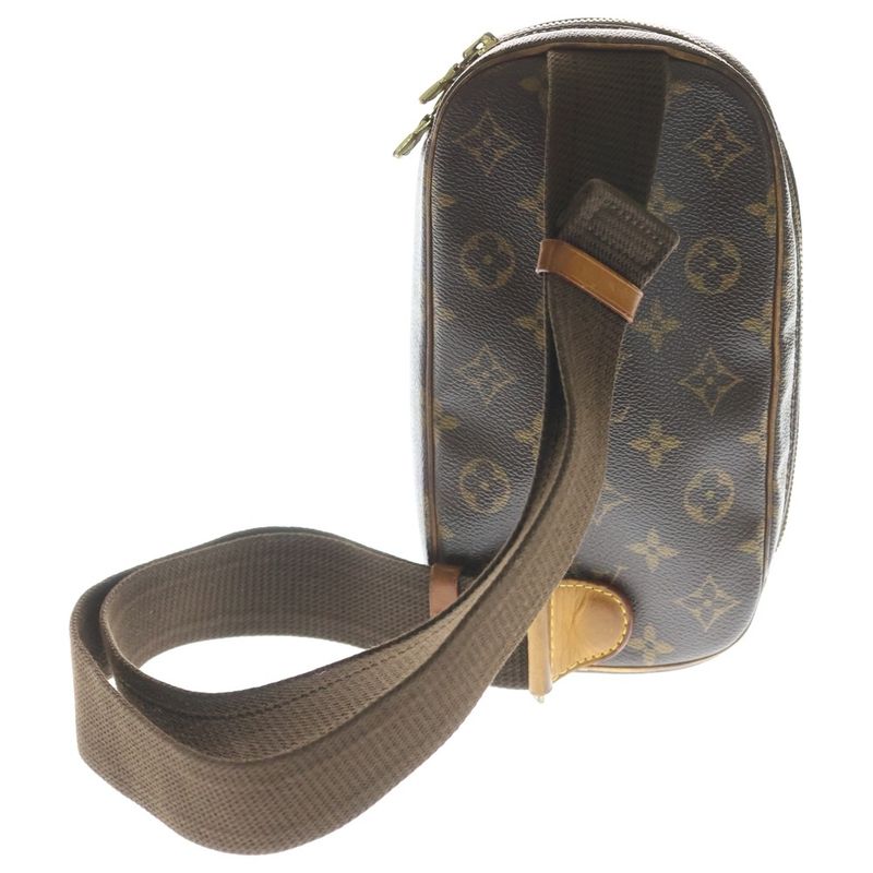 Louis Vuitton Monogram Pochette Gange Mini Shoulder Bag Brown Leather Gold